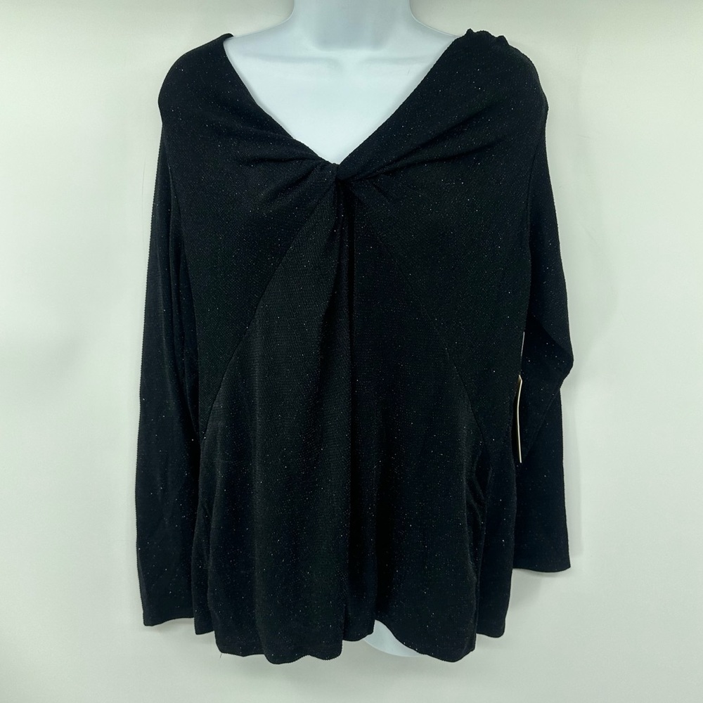 Halogen Metallic Long Sleeve Draped Knit Top Size 2X New with Tag